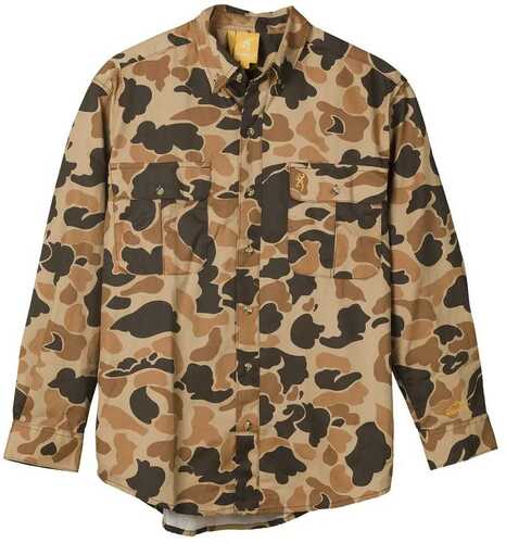 Browning Wasatch-Cb Shirt Button-Front 2 Pocket Vintage Tan Camo L