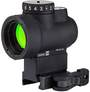 Trijicon Miniature Rifle Optic (MRO) Sight 2.0 MOA Adj Green Dot with Lower 1/3 Co-Witness Levered QR Mount, Matte Black