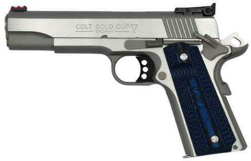 Colt Gold Cup Lite Semi Automatic Pistol 9mm 5" Barrel 8 Round Blue G10 Checkered Grips With Scallop Top Stainless Slide