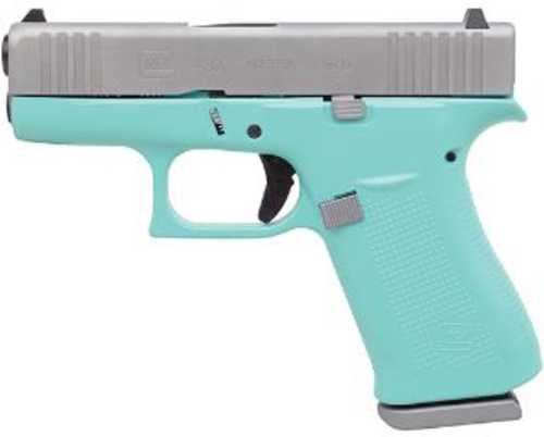 Glock 43x Semi Automatic Pistol 9mm 3.4" Barrel 10Rd Robins Egg Blue Frame Silver PVD Slide