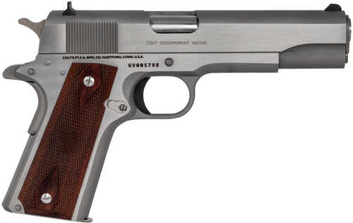 Colt Pistol 1911 Government 45 ACP 5" Barrel 7 Round Stainless Steel Frame Rosewood Grip