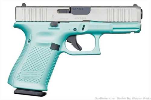 Glock 19 Gen5 Striker Fired Semi-Auto Pistol 9mm Luger 4.02" Carbon Steel Barrel (3)-15Rd Double Stack Magazines White Dot Front & Outline Rear Sights Aluminum Slide Robins Egg Blue Cerakote Polymer Finish