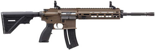 Heckler & Koch HK 416 Full Size Semi-Automatic Rimfire Rifle .22 Long 16.1" Barrel (1)-10Rd Magazine Flip Up Front Rear Sights Black Polymer Grips Flat Dark Earth Finish