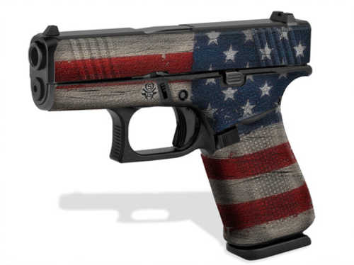 Glock 43X Old Glory Striker Fired Semi-Automatic Pistol 9mm Luger 3.41" Carbon Steel Barrel (2)-10Rd Magazines White Dot Front & Outline Rear Sights Blue With Stars On Slide Cerakote Flag Pattern Finish