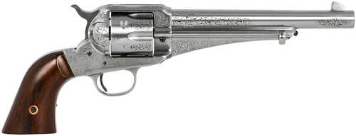 Taylor's & Company 1875 Army Outlaw Single Action Only Revolver .45 Colt 7.5" Barrel 6 Round Capacity Blade Front, Notched Rear Sights Walnut Grip Overall White Engraved Steel Finish