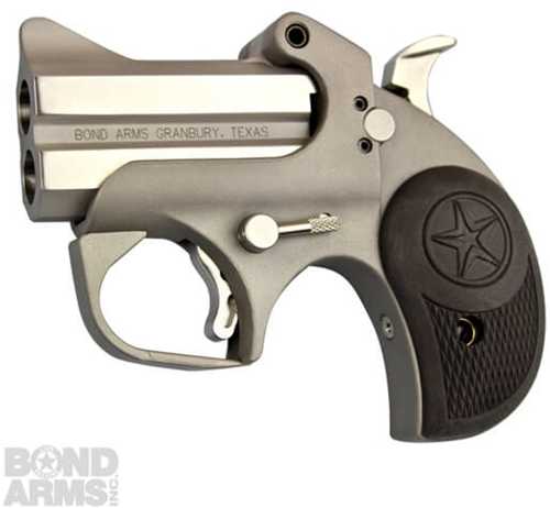 Bond Arms Roughneck Derringer 357 Magnum/38 Special 2.5" Barrel Steel Silver Rubber Grips Fixed Sights Rounds With Trigger Guard BARN-357/38
