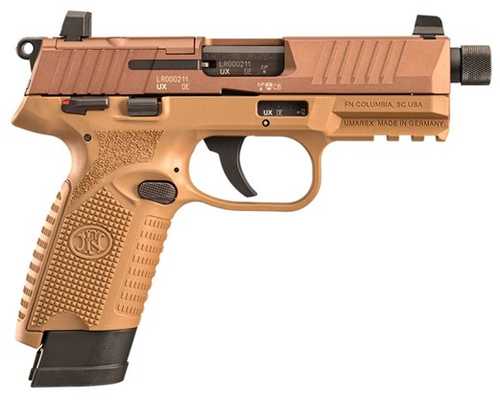 FN 502 Tactical Single Action Semi-Automatic Pistol .22 Long Rifle 4.6" Barrel (2)-10Rd Magazines Suppressor Height Sights Flat Dark Earth Polymer Finish