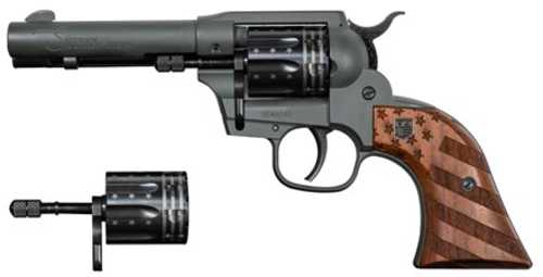 Diamondback Sidekick Double/Single Action Revolver .22 LR/.22 Magnum 4.5" Barrel 9 Round Capacity US Flag Engraved Wood Grips Dark Gray Cerakote Finish