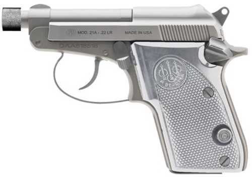 Beretta 21A Bobcat Covert Semi-Automatic Pistol .22 Long Rifle 2.9" Barrel (1)-7Rd Magazine Silver Aluminum Grips Ghostbuster Finish