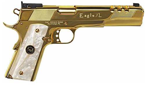 Iver Johnson Eagle Xl Ported Semi-Automatic Pistol .45 ACP 6" Barrel (1)-8Rd Magazine Adjustable Sights White Pearl Grips 24K Gold Plated Finish