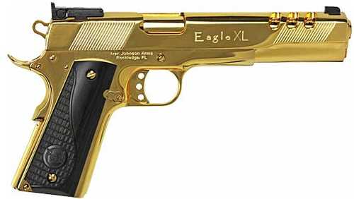 Iver Johnson Eagle Xl Ported Semi-Automatic Pistol .45 ACP 6" Barrel (1)-8Rd Magazine Adjustable Sights Black Wood Grips 24K Gold Plated Finish