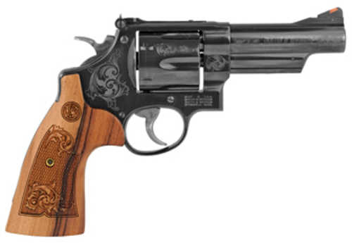 Smith & Wesson Model 29 Engraved Double Action Revolver .44 Rem Mag 4" Barrel 6 Rounds Capacity Wood Grips Blued Finish