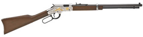 Used <span style="font-weight:bolder; ">Henry</span> Second Amendment Tribute Golden Boy Lever Action Rifle .22 Long Rifle 20" Blued Barrel 16 Round Capacity Engraved Receiver Walnut Stock Silver Finish