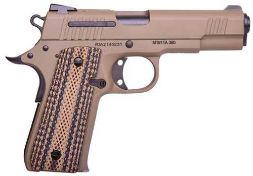 Rock Island Armory RIA 380 Semi-Automatic Pistol .380 ACP 3.75" Barrel (1)-7Rd Magazine Brown G10 Grips Flat Dark Earth Cerakote Finish