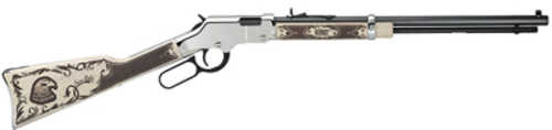 Used <span style="font-weight:bolder; ">Henry</span> American Eagle Lever Action Rifle .22 Long Rifle 20" Octagon Barrel 16 Round Capacity Adjustable Sights Ivory Color Walnut Stock Nickel Plated Finish