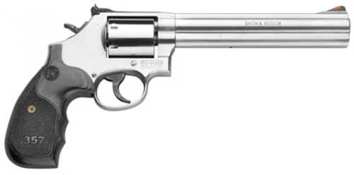 Used Smith & Wesson 686 Plus Deluxe Double/Single Action Revolver .357 Magnum 7" Barrel 7 Round Capacity Adjustable Sights Wood Grips Silver Finish