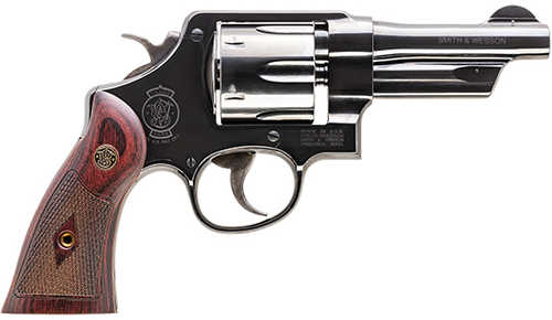 Smith & Wesson Model 20 Double/Single Action Revolver 357 Magnum 4" Barrel 6 Round Capacity Wood Grips Blued Finish