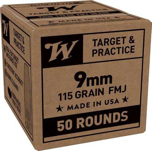 Winchester 9mm FMJ 115 Gr Ammo 50 Round Box