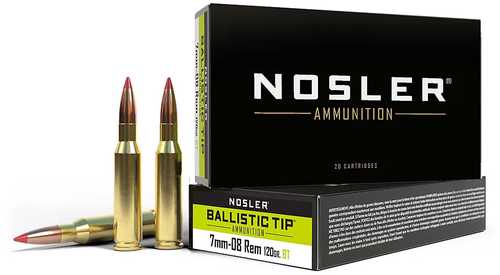 7mm-08 Remington 20 Rounds Ammunition Nosler 120 Grain Ballistic Tip