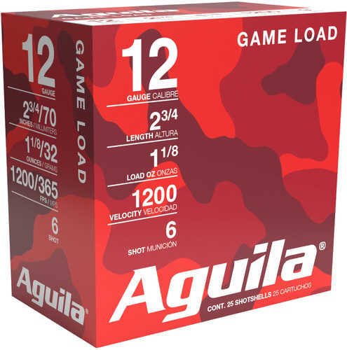 12 Gauge 25 Rounds Ammunition Aguila 2 3/4" 1 1/8 oz Lead #6