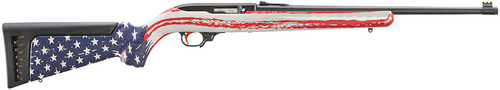 Ruger 10/22 Rifle 22 LR 10 Round 18.50" Barrel Satin Black Finish American Flag Camo Synthetic Stock