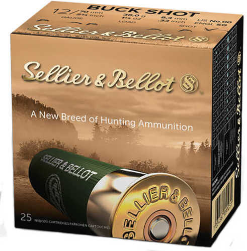 12 Gauge 2-3/4" Lead 00 Buck  12 Pellets 25 Rounds Sellier & Bello Shotgun Ammunition