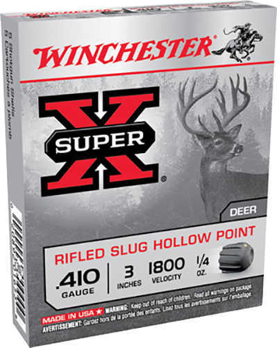 Winchester Super X 410 Gauge 3" 1/4oz Rifled Slug Shot Ammo 5 Per Box