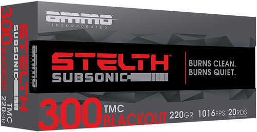 Ammo Inc 300B220TMCSTLA20 stelTH 300 Blackout 220 Gr Total Metal Jacket (TMJ) 20 Bx/10 Cs