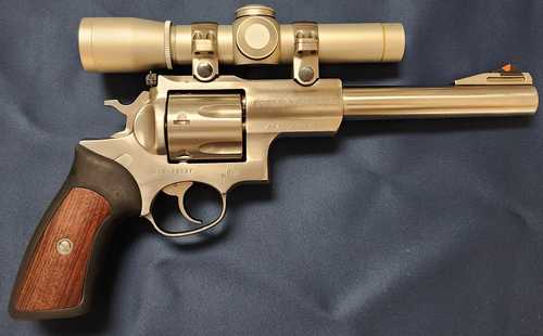 Ruger Super Redhawk Satin Stainless Finish 44 Remington Magnum 6" Barrel With Leupold M8-2X Scope