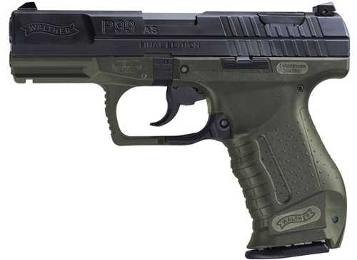 Walther Arms P99AS Final Edition Pistol 9mm Luger 4" Barrel 15Rd Blued Slide OD Green Finish