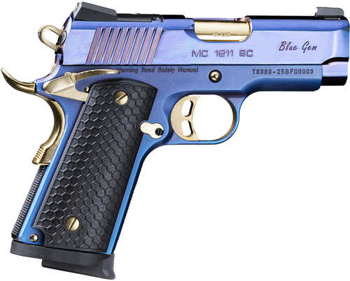 Girsan MC1911SC Pistol 9mm Luger 3.4" Barrel 8Rd Blue Gem PVD Finish With Gold Controls