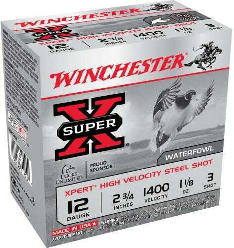 12 Gauge 25 Rounds Ammunition Winchester 2 3/4" 1 1/8 oz Steel #3