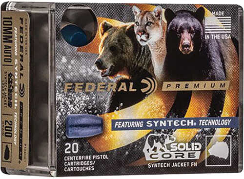 Federal Premium Pistol Ammo 10mm 200 gr. Solid Core Synthetic Jacket 20 rd. Model: P10SHC1