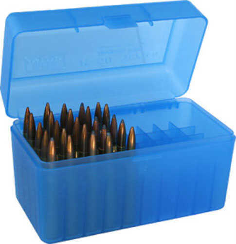 MTM Rifle Ammo Box 50rds Clear Blue Flip Top - New-img-0