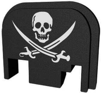 Bastion Slide Back Plate Pirate Swo Rounds Black and White Fits All for Glock Except 42 & 43 BASGL-SLD-BW-PIRATE