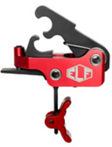 Elftmann Tactical SE Adjustable Trigger Large Pin Curved with Red Shoe Fits AR-15 Anodized Finish Red