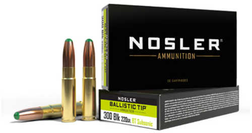 NOSLER Suppressor Ready 300 Blackout 220 Grain Ballistic Tip 20 Round Box 61050