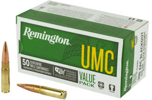 Remington UMC 300 Blackout <span style="font-weight:bolder; ">220</span> Grain Open Tip Flat Base 50 Round Box 24026