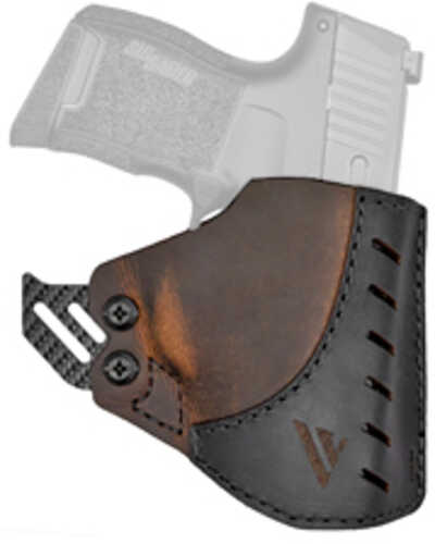 Versacarry Pocket Holster Fist Small 1911 Pistols Black and Distressed Brown Color Water Buffalo Leather w/ Kydex Retent