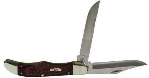 Case 00189 Hunter 4.10" Folding Clip/Skinner Plain Tru-Sharp SS Blade Jigged Rosewood Handle