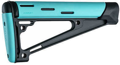 Hogue AR-15/M-16 OverMolded Fixed Buttstock, A2 Buffer Tube, Aqua