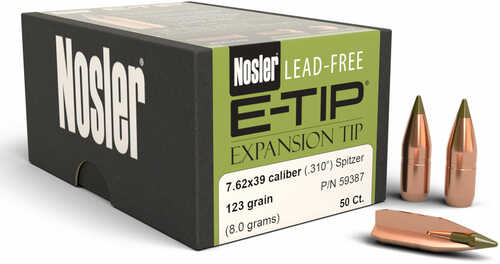 Nosler 59387 E-Tip 7.62X39 123 Gr Spitzer Boat Tail 50 Box