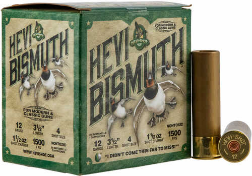 Hevishot 14504 <span style="font-weight:bolder; ">Hevi</span>-Bismuth Waterfowl 12 Gauge 3.50" 1 1/2 oz 4 <span style="font-weight:bolder; ">Shot</span> 25 Bx/ 10 Cs