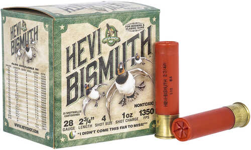 28 Gauge 25 Rounds Ammunition <span style="font-weight:bolder; ">Hevi</span>-<span style="font-weight:bolder; ">Shot</span>-Environ Metal 3/4" 1oz #