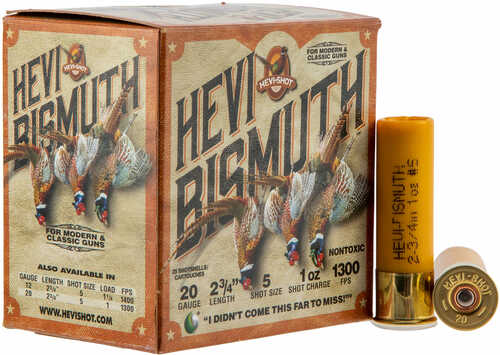 Hevishot <span style="font-weight:bolder; ">Hevi</span>-Bismuth Upland 20 Gauge 2.75" 1 oz 5 <span style="font-weight:bolder; ">Shot</span> 25 Round Box