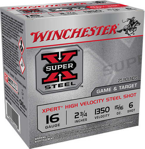 Winchester Ammo We16Gt6A Super X Xpert High Velocity 16 Gauge 2.75" 15/16 Oz 6 Shot 25 Per Bx/ 10 Case