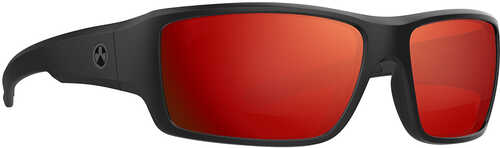 Magpul Ascent Eyewear Polarized, Scratch Resistant Gray Red Mirror Lens With Black Wraparound Frame F