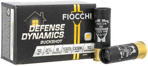 Fiocchi 12Bk008 Defense Dynamics 12 Gauge 2.75" 8 Pellets 00 Buck Shot 10 Bx/ 25 Cs