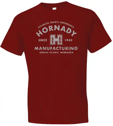 <span style="font-weight:bolder; ">Hornady</span> Gear 31421 T-shirt Mfg Cardinal Short Sleeve Small