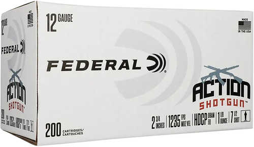 Federal AS12H75 Action Shotgun Target 12 Gauge 2.75" 1 1/8 Oz 7.5 Shot 200 Per Box/ 1 Cs